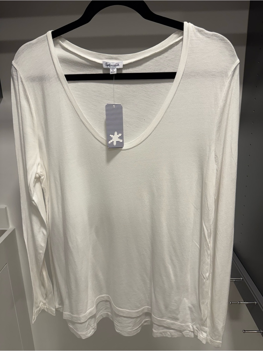 Splendid White Long-Sleeve Scoop Neck Tee